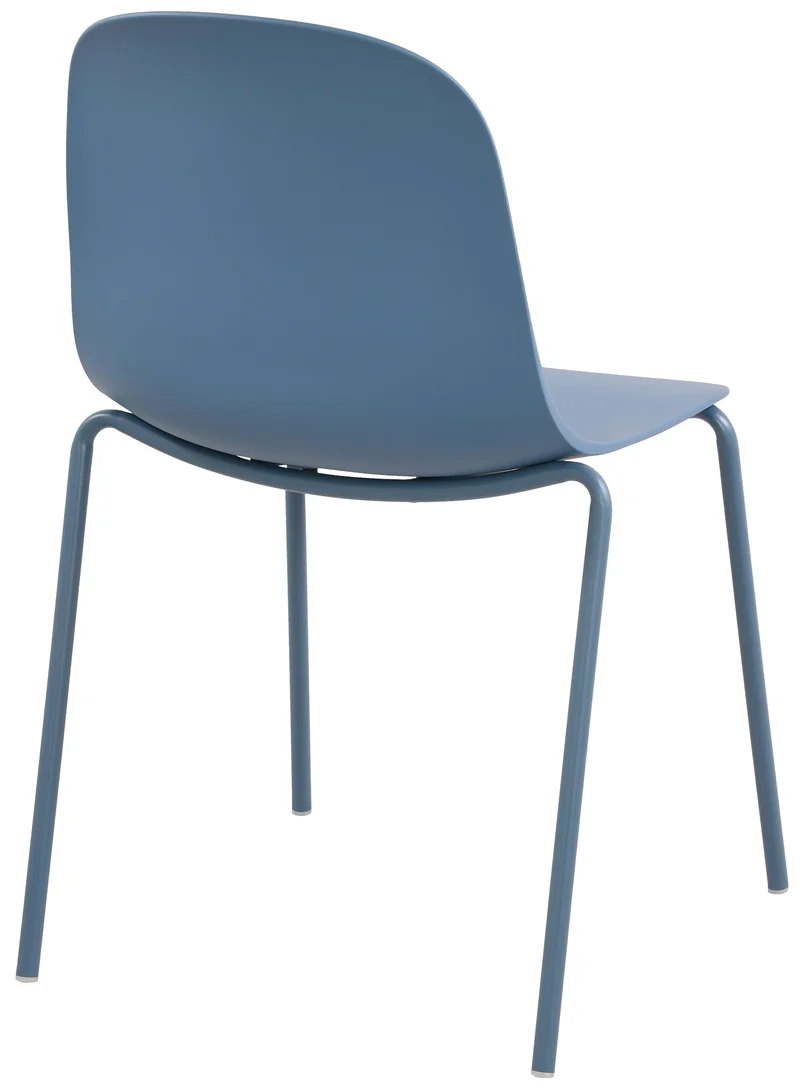 Chaise de jardin x1 en plastique bleu et cadre robuste à quatre pieds en acier 10_0007292