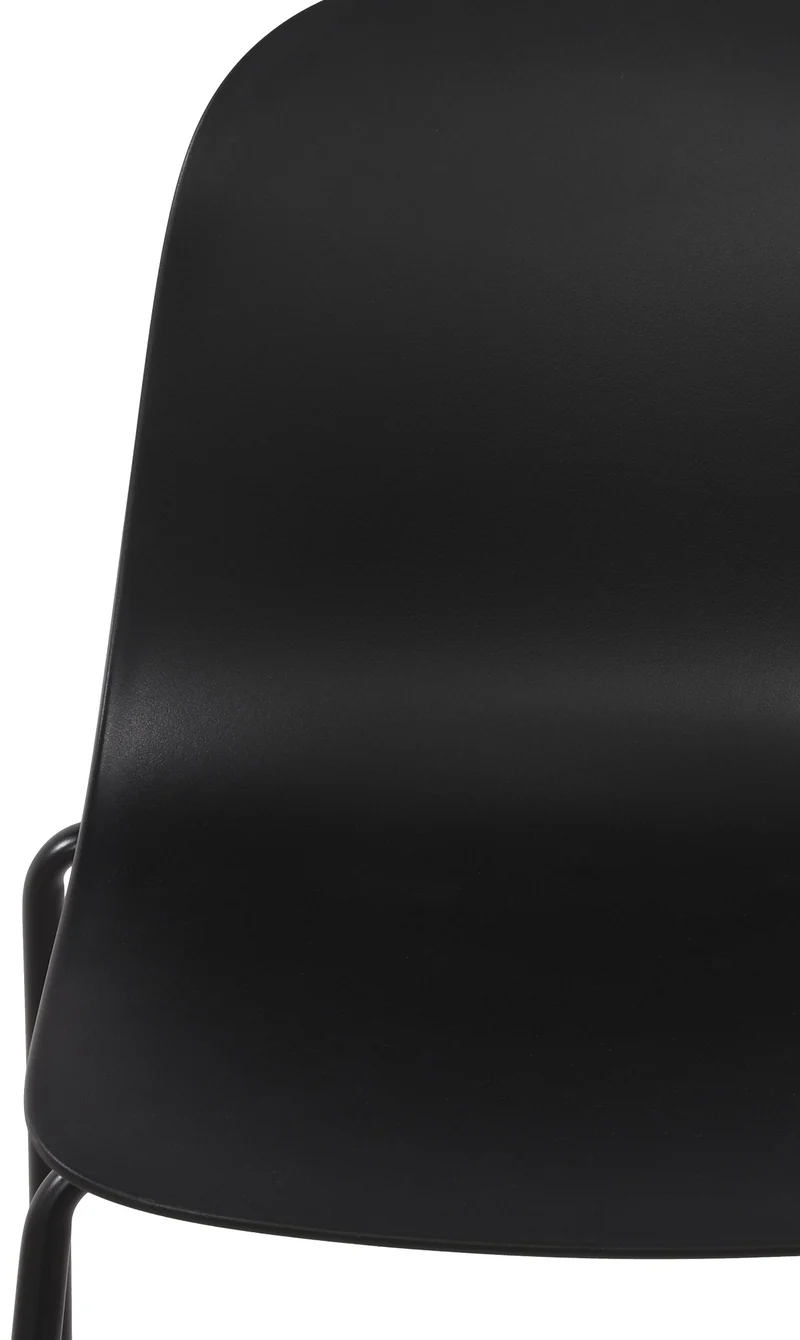 Chaise de jardin x1 en plastique noir et cadre robuste à quatre pieds en acier 10_0007289