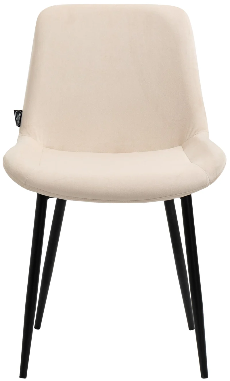 Lot de 4 chaises de salle à manger design moderne et confortable en velours crème et métal noir mat 10_0007332