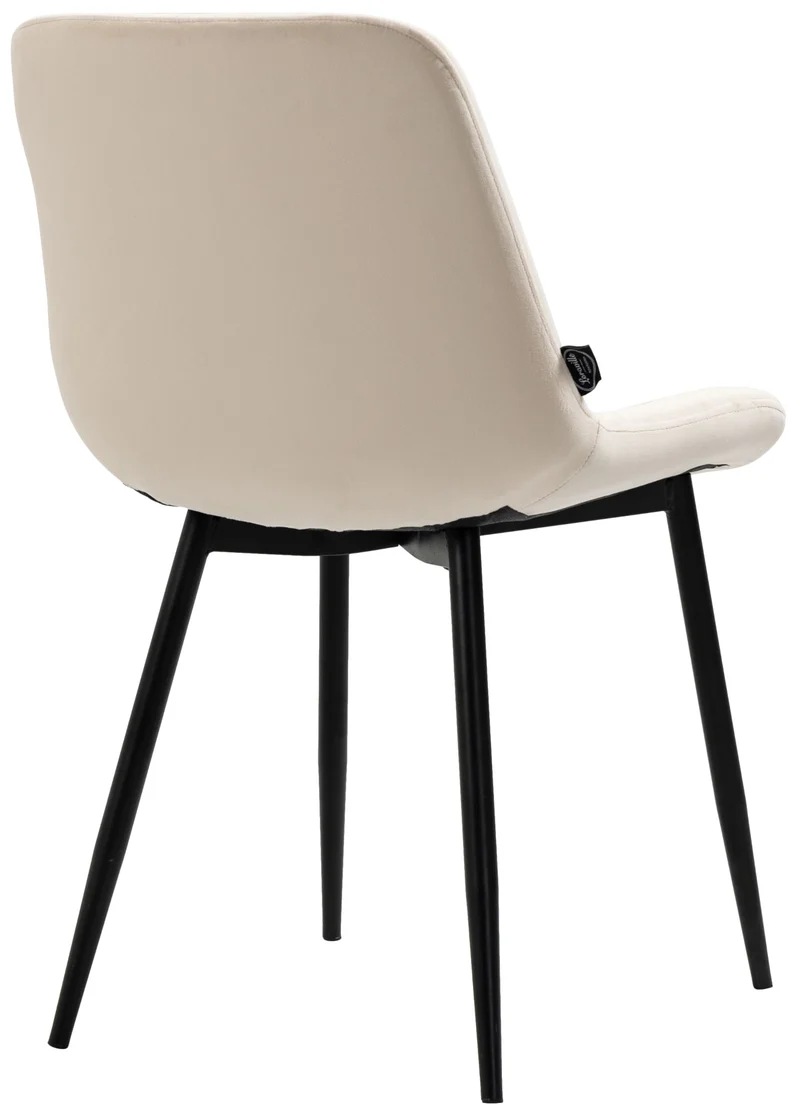Lot de 4 chaises de salle à manger design moderne et confortable en velours crème et métal noir mat 10_0007332