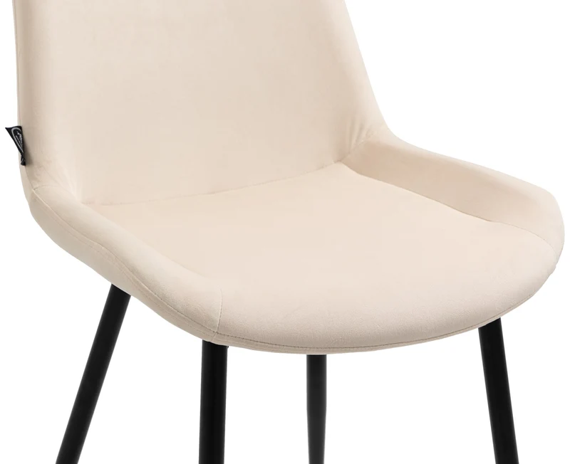 Lot de 4 chaises de salle à manger design moderne et confortable en velours crème et métal noir mat 10_0007332