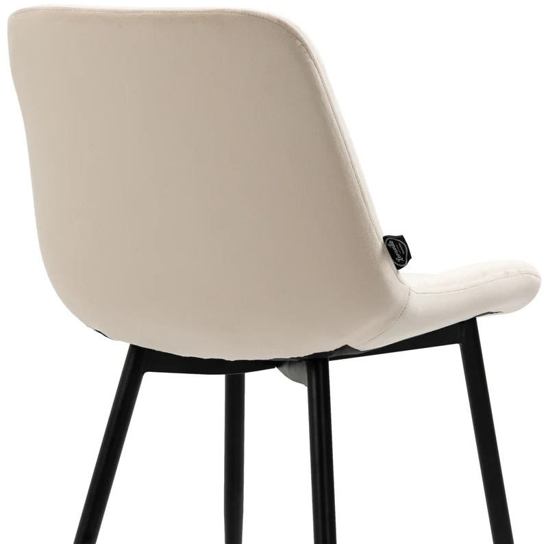 Lot de 4 chaises de salle à manger design moderne et confortable en velours crème et métal noir mat 10_0007332