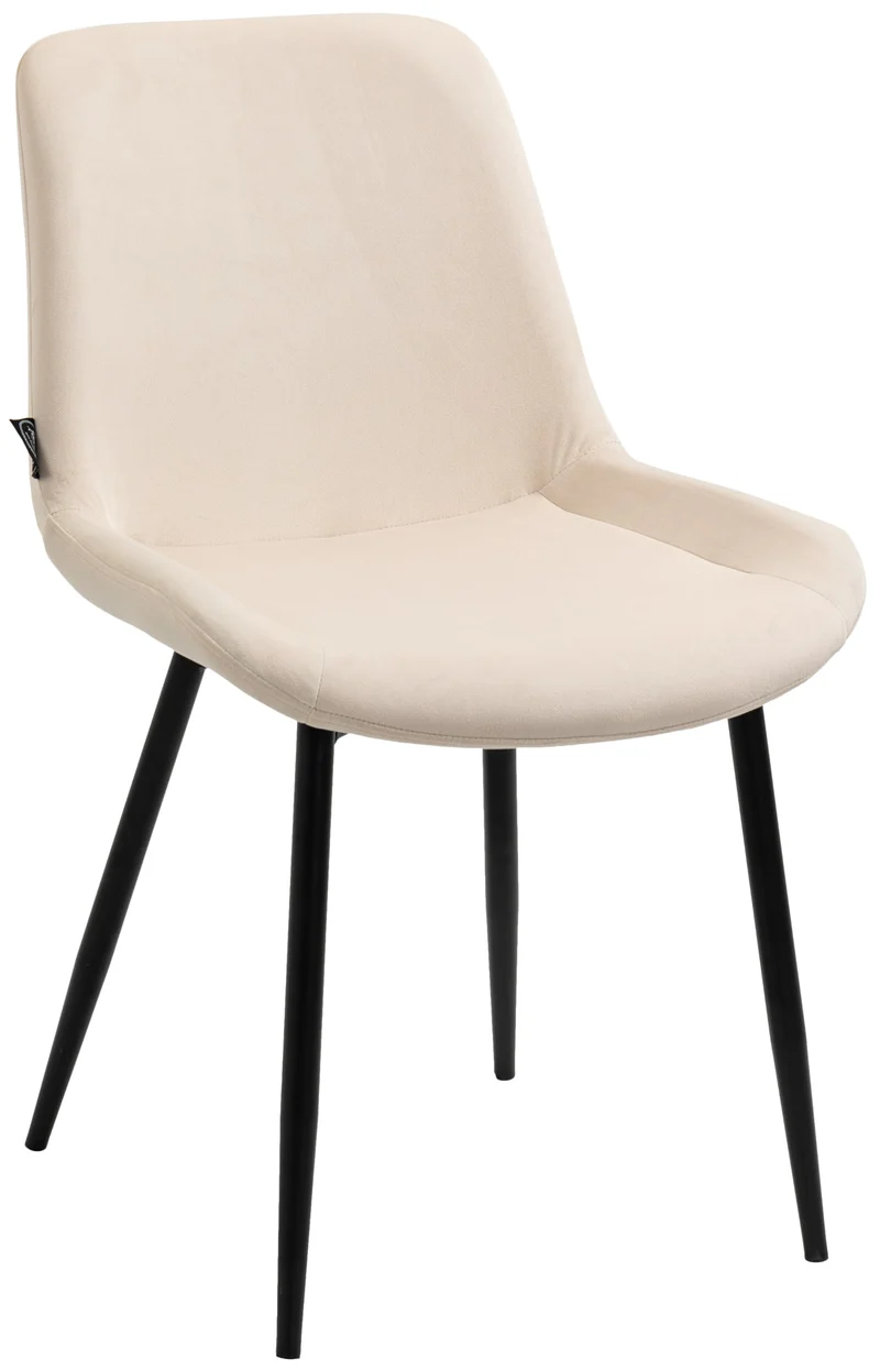 Lot de 2 chaises de salle à manger design moderne et confortable en velours crème et métal noir mat 10_0007319