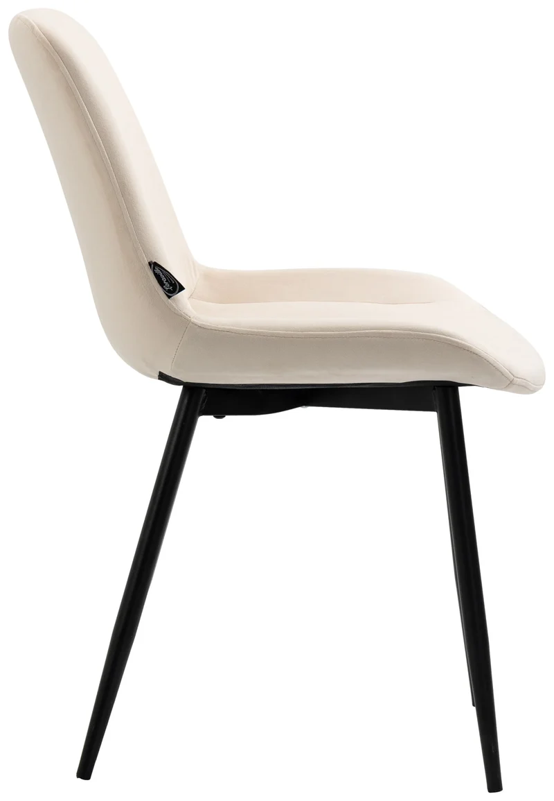 Lot de 2 chaises de salle à manger design moderne et confortable en velours crème et métal noir mat 10_0007319