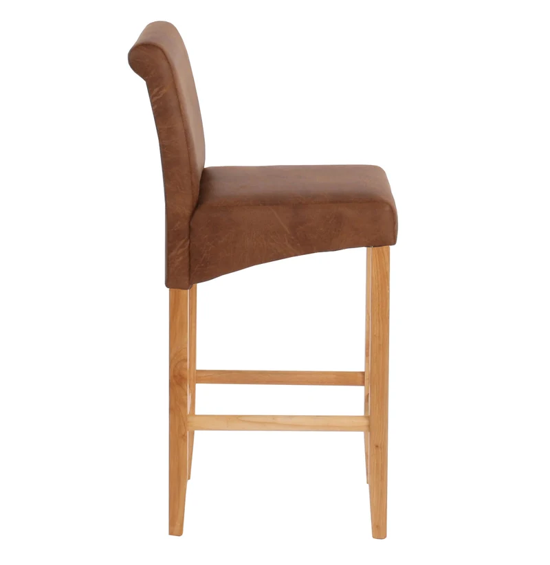 Lot de 2 tabourets de bar en synthétique aspect daim marron vieilli pieds clairs TDB04009