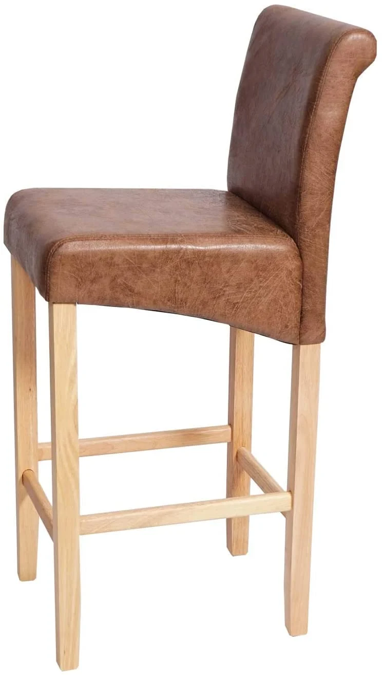 Lot de 2 tabourets de bar en synthétique aspect daim marron vieilli pieds clairs TDB04009