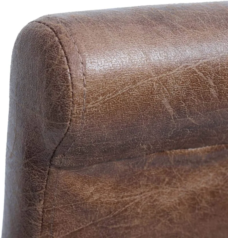 Lot de 2 tabourets de bar en synthétique aspect daim marron vieilli pieds clairs TDB04009