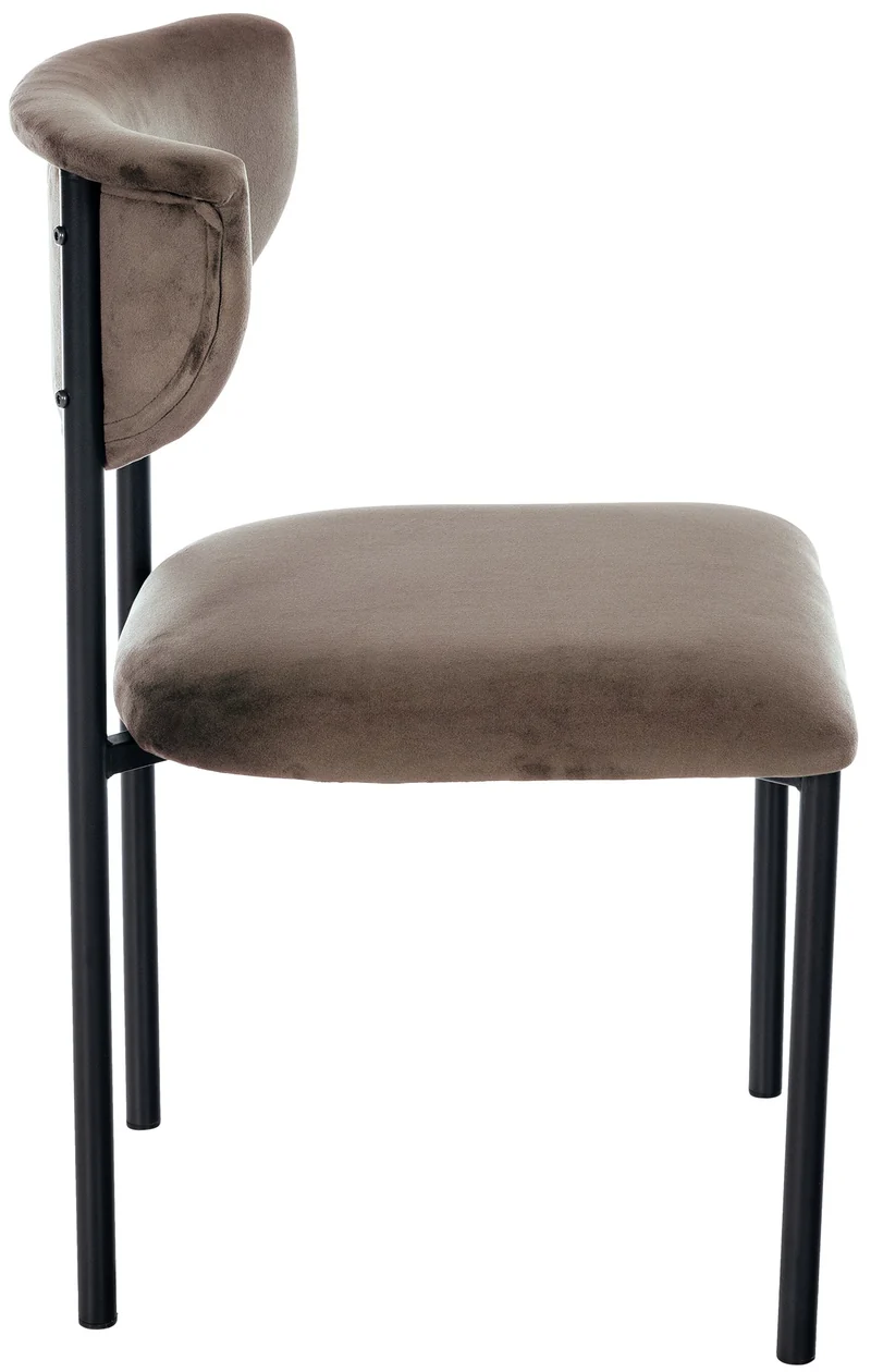 Lot de 2 chaises de salle à manger élégante lignes épurées assise galbée velours marron et métal noir 10_0007387