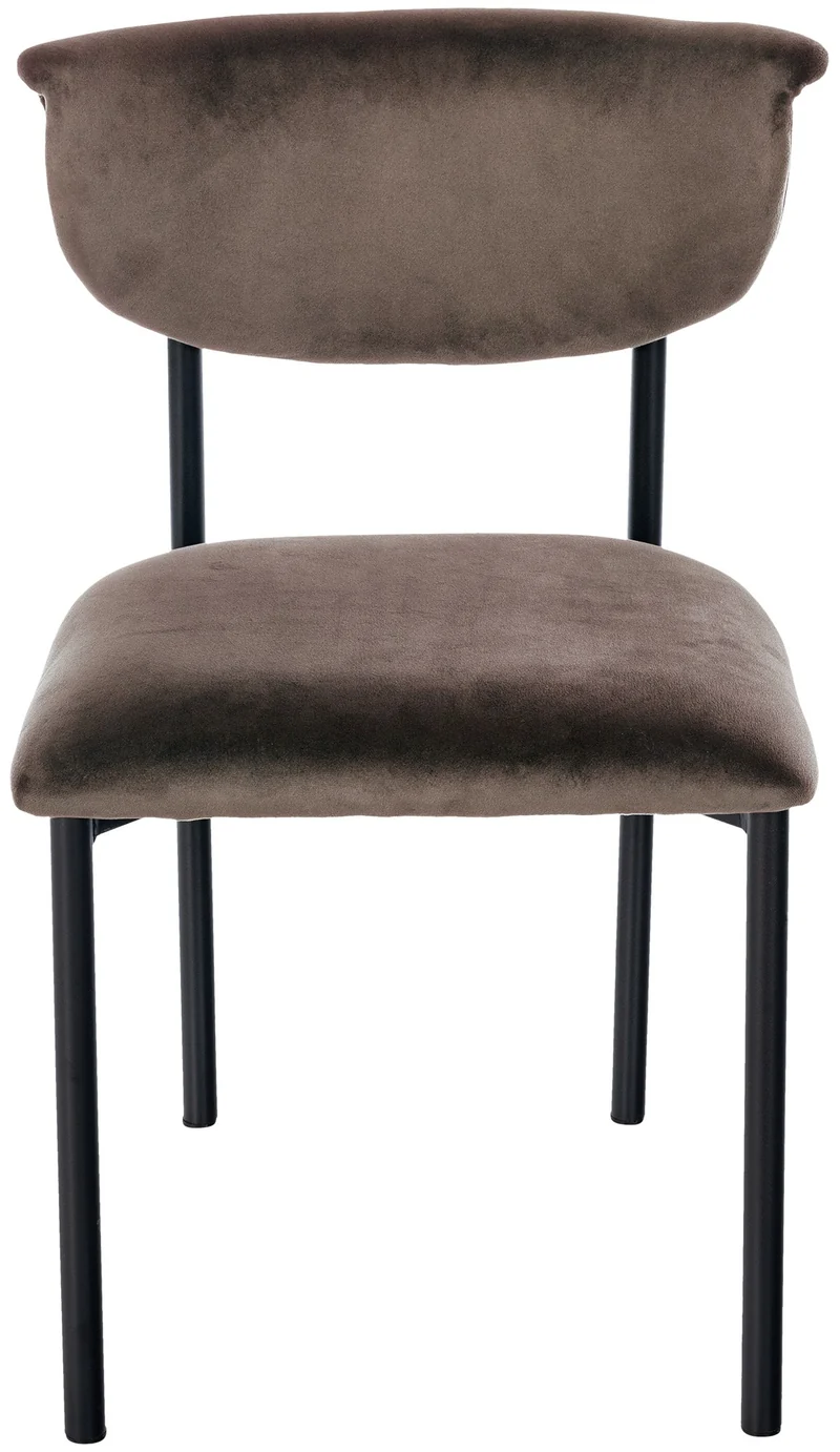 Lot de 2 chaises de salle à manger élégante lignes épurées assise galbée velours marron et métal noir 10_0007387