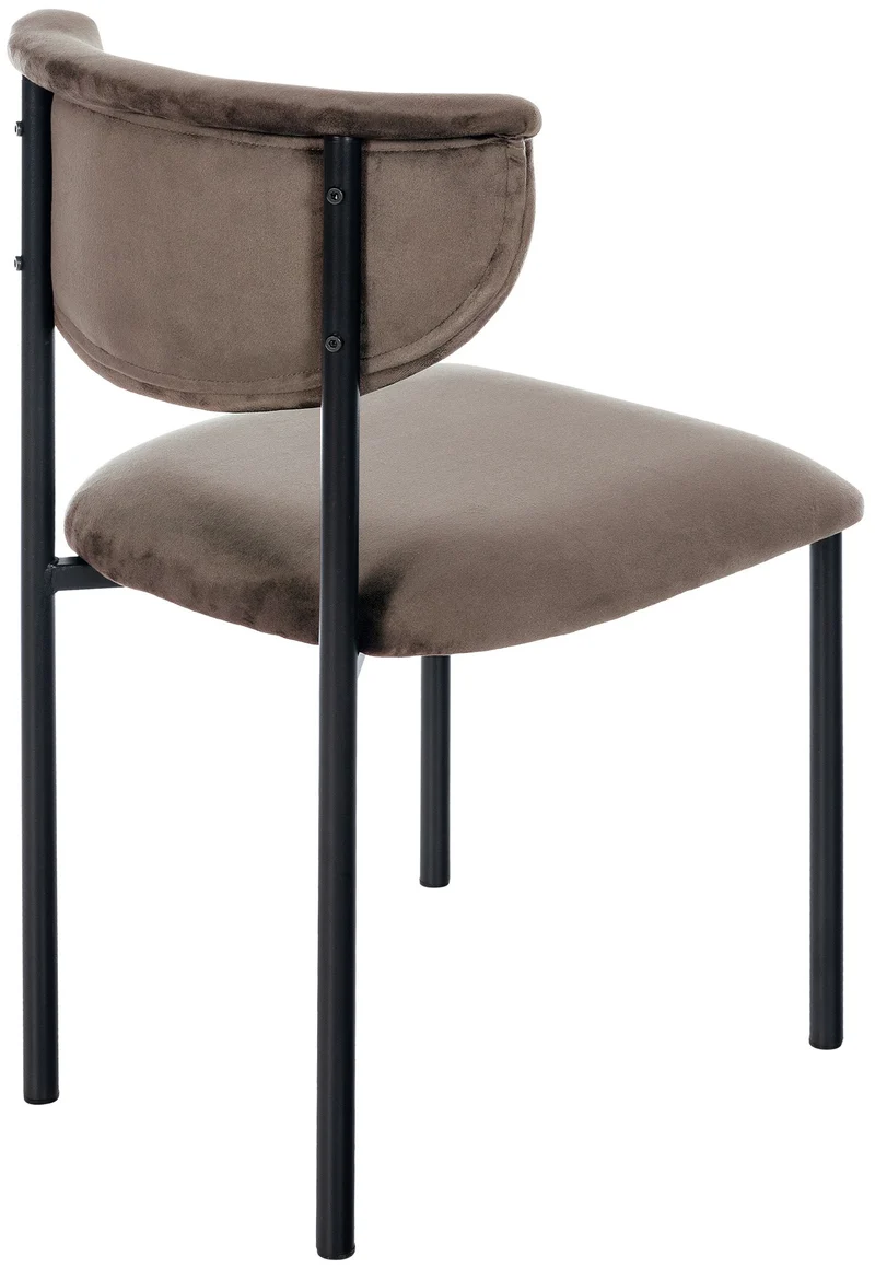 Lot de 2 chaises de salle à manger élégante lignes épurées assise galbée velours marron et métal noir 10_0007387