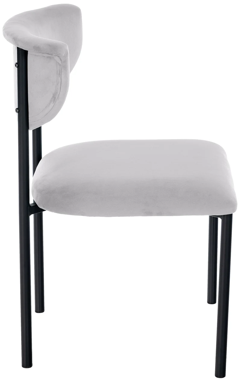 Lot de 2 chaises de salle à manger élégante lignes épurées assise galbée velours gris et métal noir 10_0007356