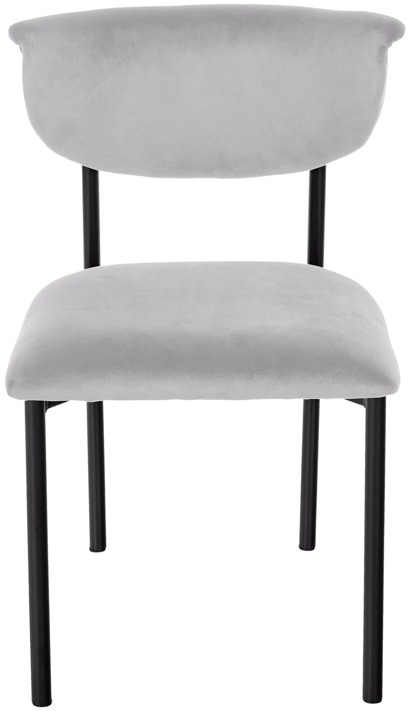 Lot de 2 chaises de salle à manger élégante lignes épurées assise galbée velours gris et métal noir 10_0007356