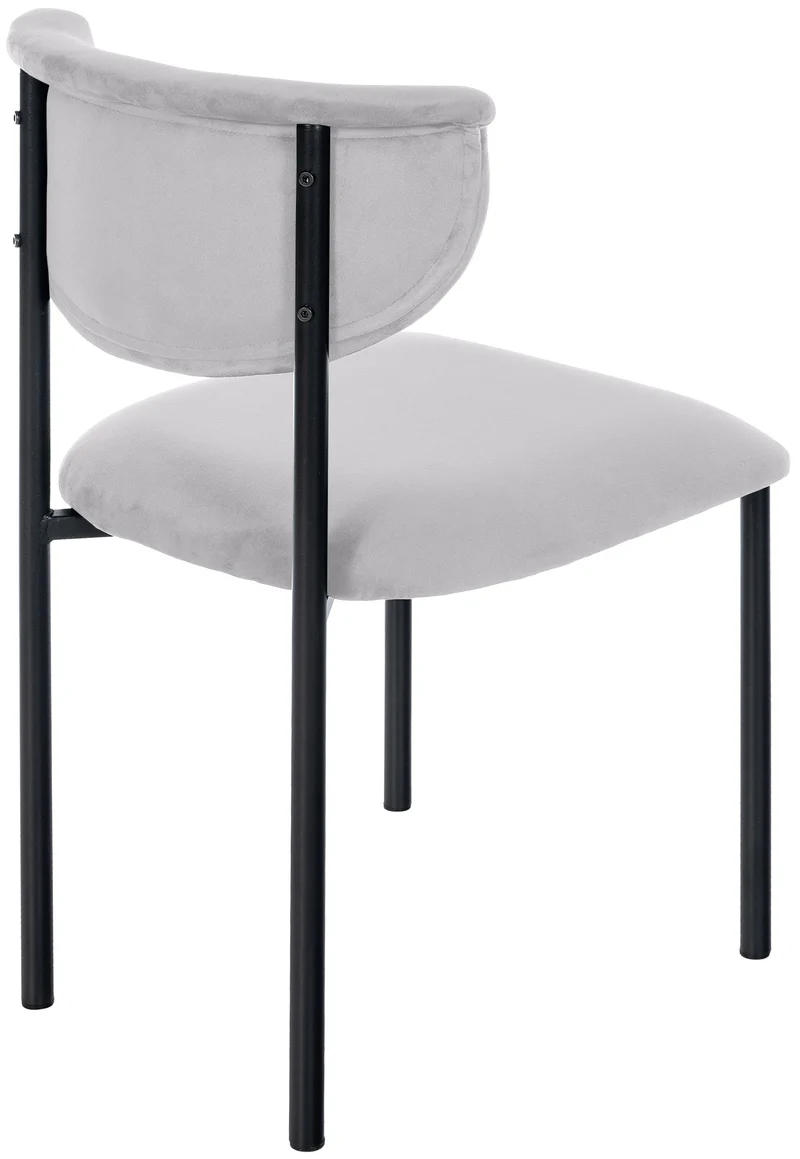 Lot de 2 chaises de salle à manger élégante lignes épurées assise galbée velours gris et métal noir 10_0007356