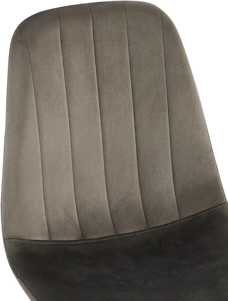 Set de 4 chaises de salle à manger coutures décoratives verticales assise en velours anthracite pieds en métal noir 10_0007816