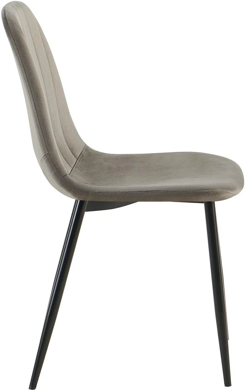 Set de 4 chaises de salle à manger coutures décoratives verticales assise en velours anthracite pieds en métal noir 10_0007816