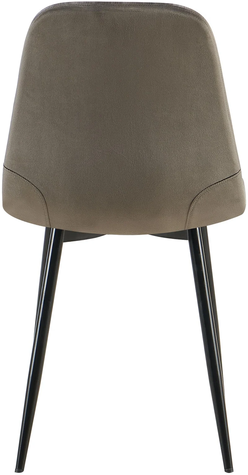 Chaise de salle à manger x1 design moderne coutures verticales velours anthracite et pieds en métal noir 10_0007548
