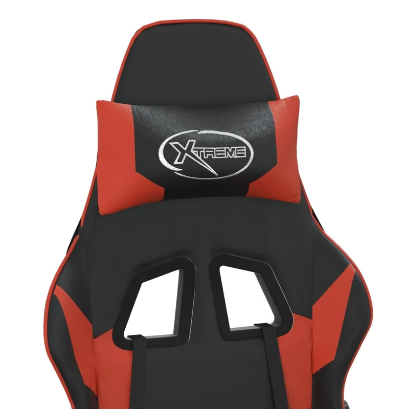 Fauteuil de bureau chaise gaming sur roulettes avec repose-pieds noir et rouge PVC DEC025794