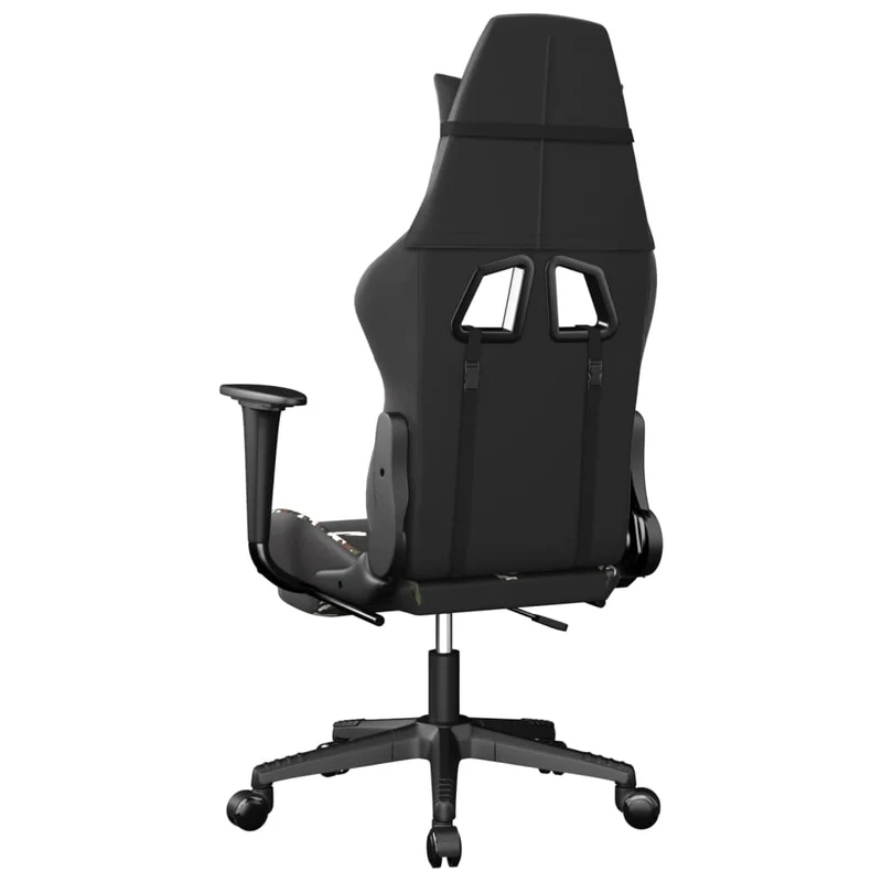 Fauteuil de bureau chaise gaming avec coussin lombaire repose-pied noir camouflage PVC multicolore DEC025945