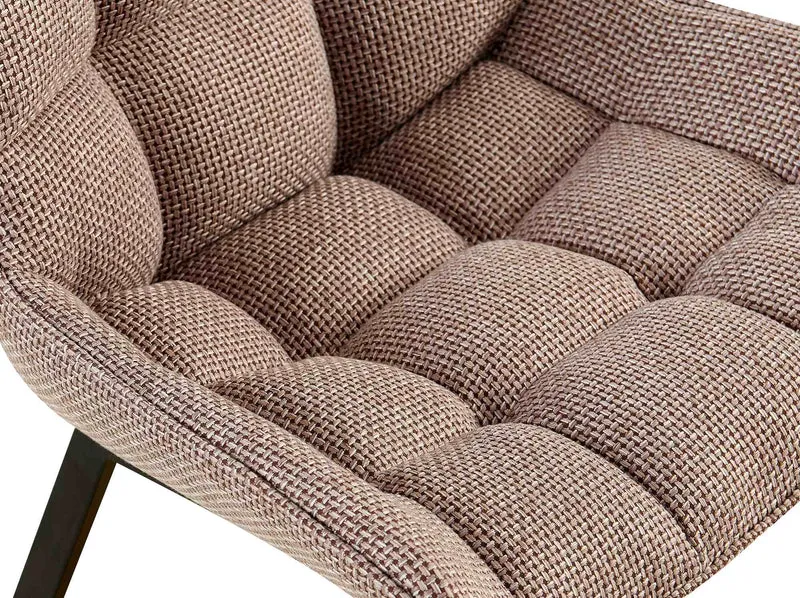 Lot de 2 chaises de salle à manger en tissu marron terre généreusement rembourrée piètement en métal noir 10_0007851