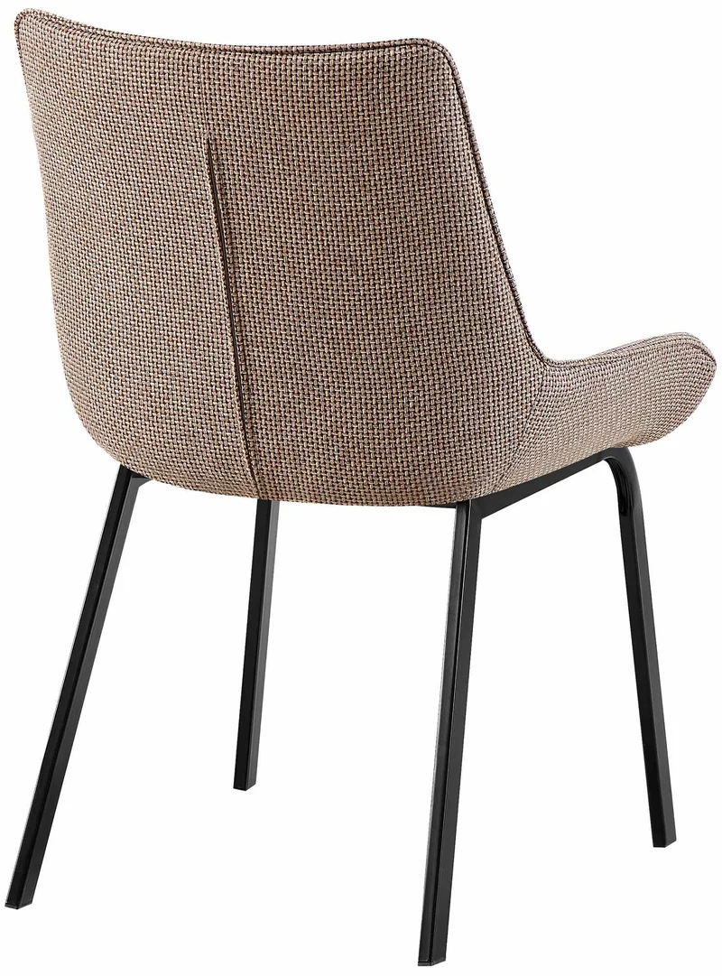 Chaise de salle à manger x1 en tissu marron terre généreusement rembourrée piètement en métal noir 10_0007795