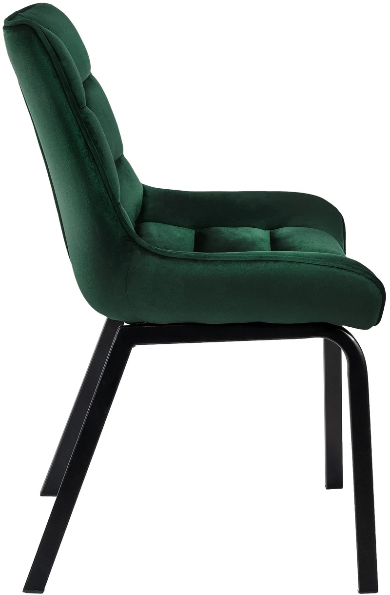 Lot de 2 chaises de salle à manger en velours vert généreusement rembourrée piètement en métal noir 10_0007747