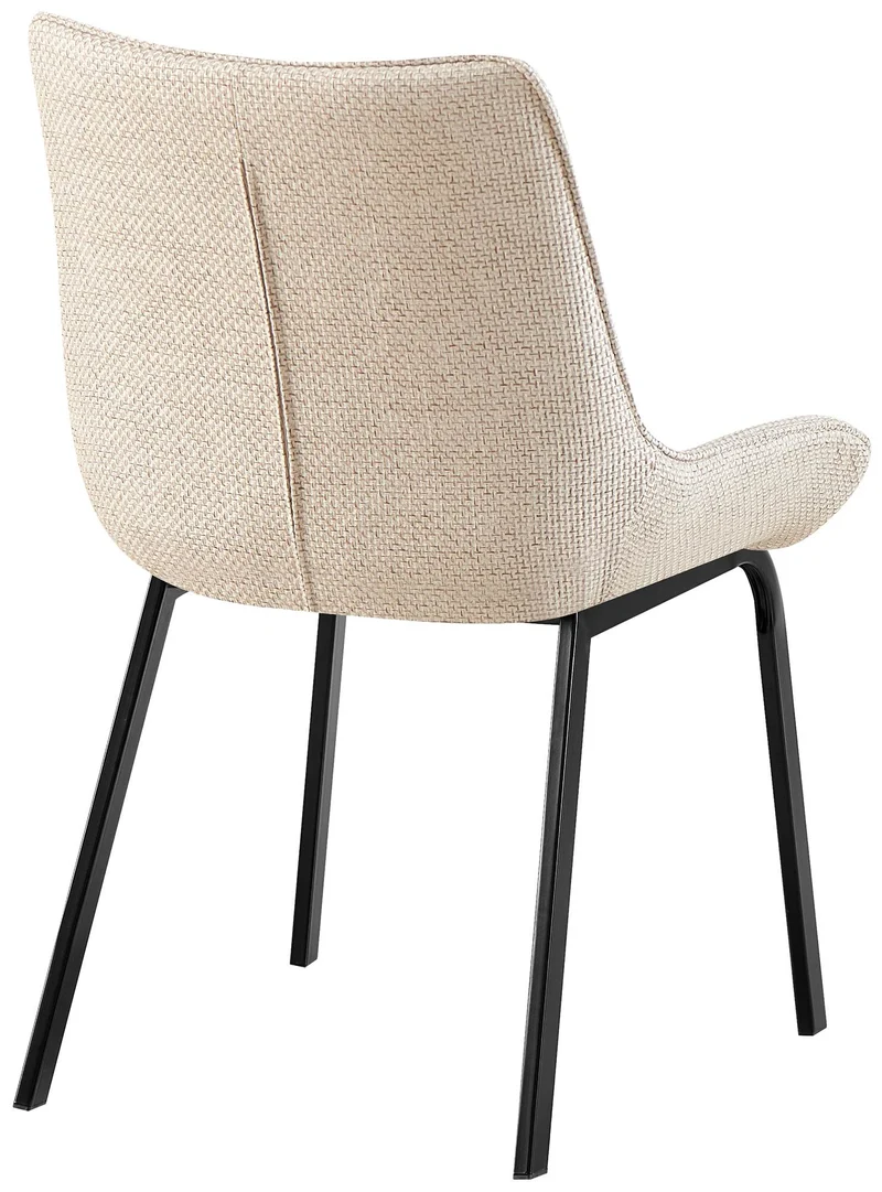 Lot de 2 chaises de salle à manger en tissu crème généreusement rembourrée piètement en métal noir 10_0007677