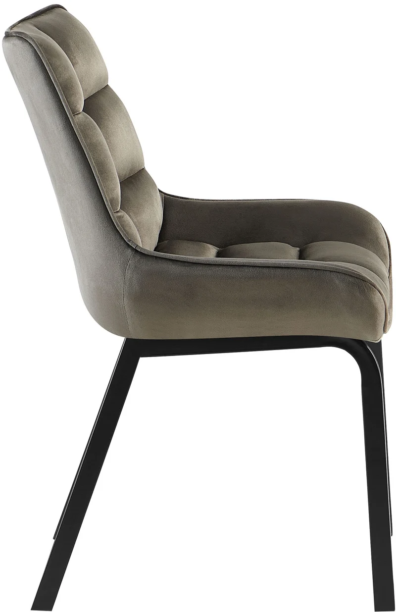 Lot de 2 chaises de salle à manger en velours anthracite généreusement rembourrée piètement en métal noir 10_0007612