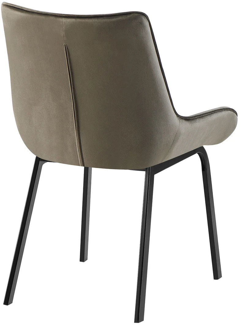 Lot de 2 chaises de salle à manger en velours anthracite généreusement rembourrée piètement en métal noir 10_0007612