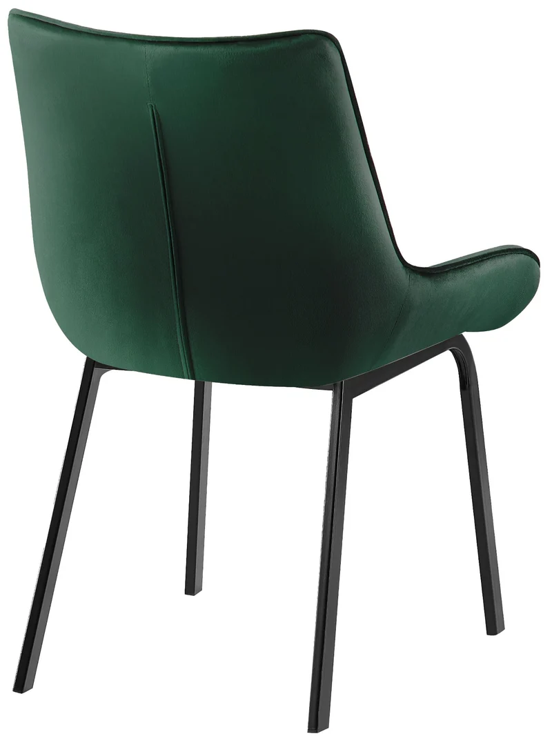 Chaise de salle à manger x1 en velours vert généreusement rembourrée piètement en métal noir 10_0007598