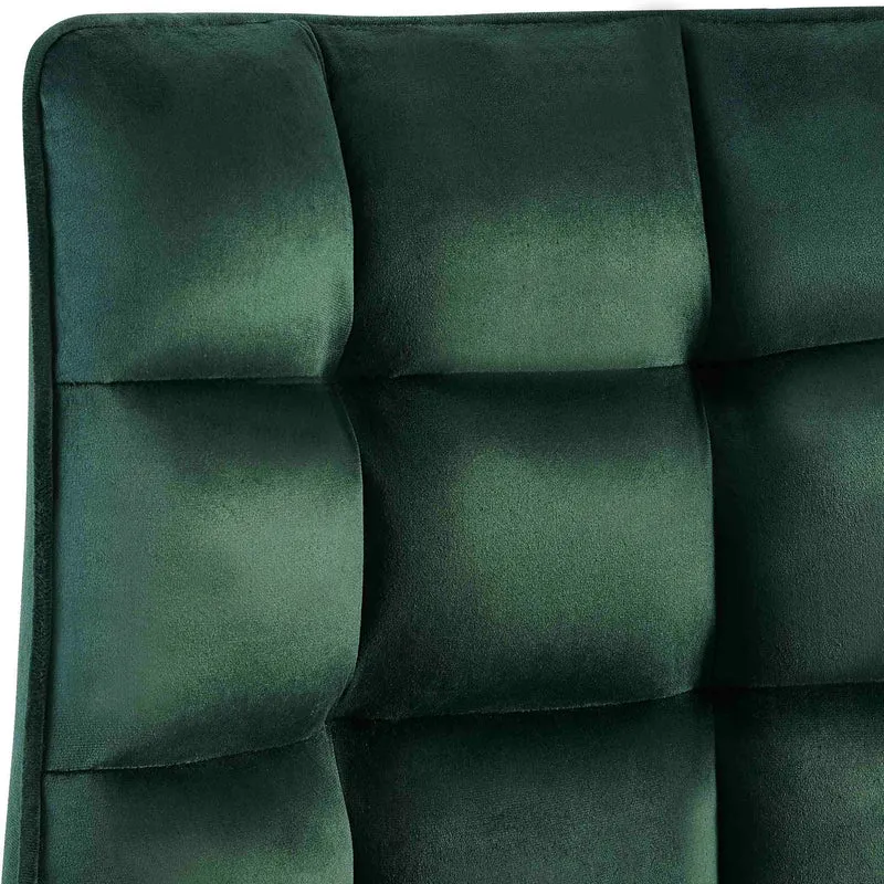 Chaise de salle à manger x1 en velours vert généreusement rembourrée piètement en métal noir 10_0007598