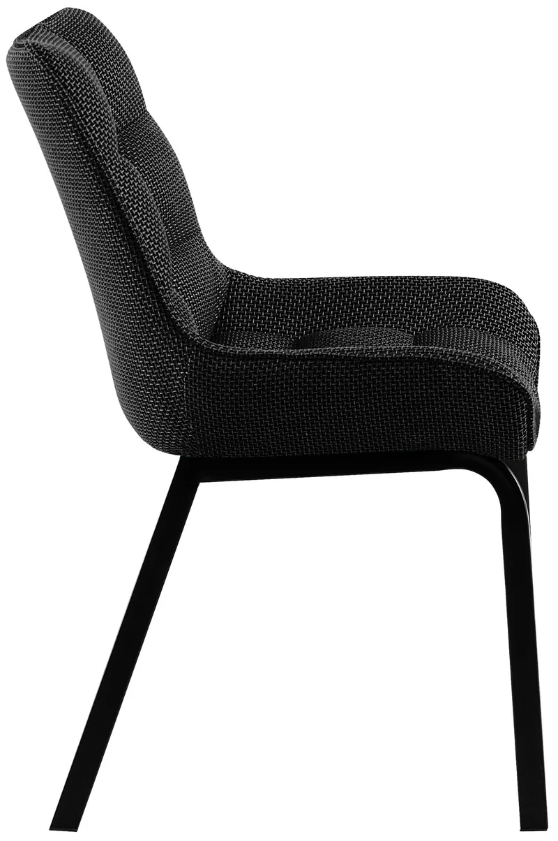 Lot de 2 chaises de salle à manger en tissu gris titane généreusement rembourrée piètement en métal noir 10_0007571