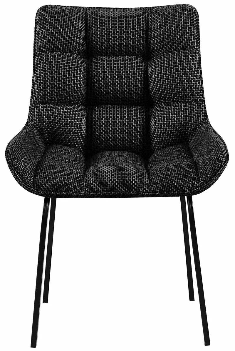 Lot de 2 chaises de salle à manger en tissu gris titane généreusement rembourrée piètement en métal noir 10_0007571