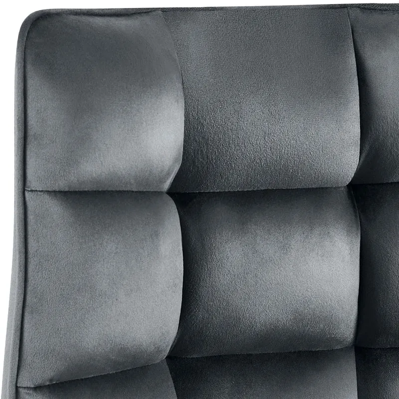Lot de 2 chaises de salle à manger en velours gris foncé généreusement rembourrée piètement en métal noir 10_0007535