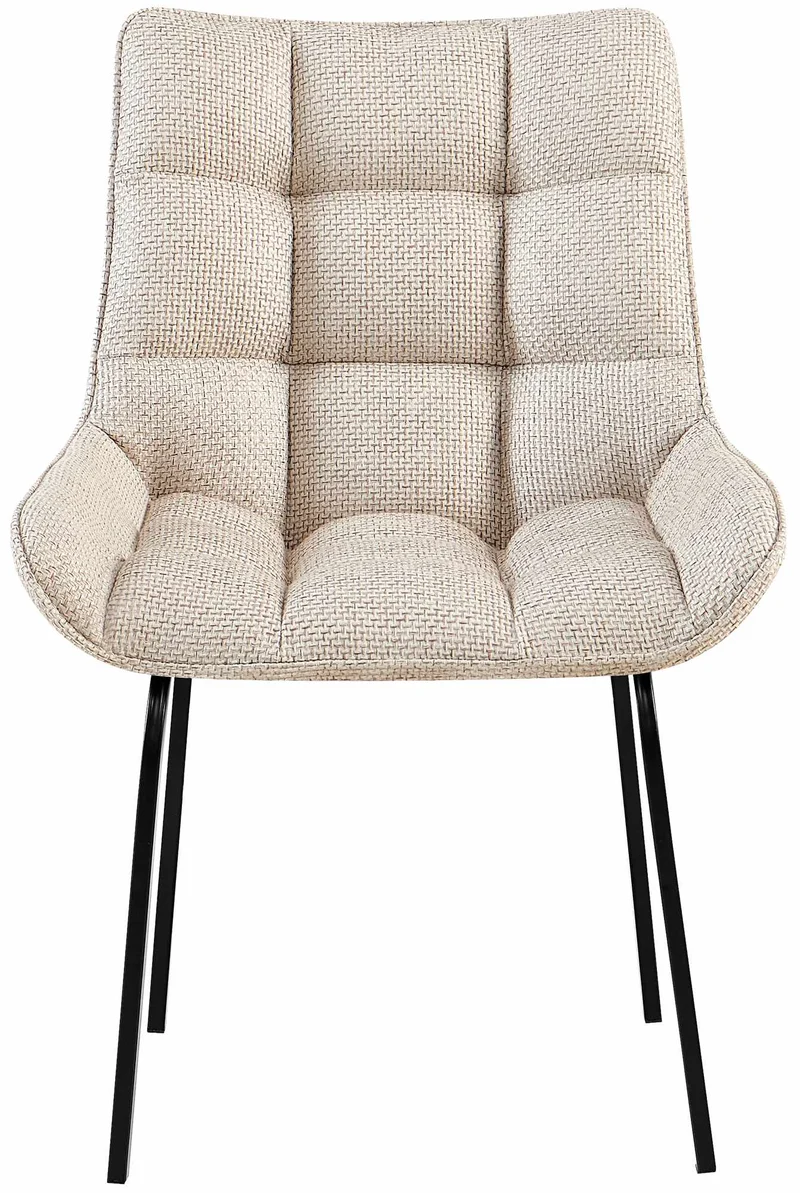 Chaise de salle à manger x1 en tissu crème généreusement rembourrée piètement en métal noir 10_0007464