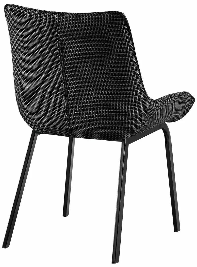Chaise de salle à manger x1 en tissu gris titane généreusement rembourrée piètement en métal noir 10_0007296
