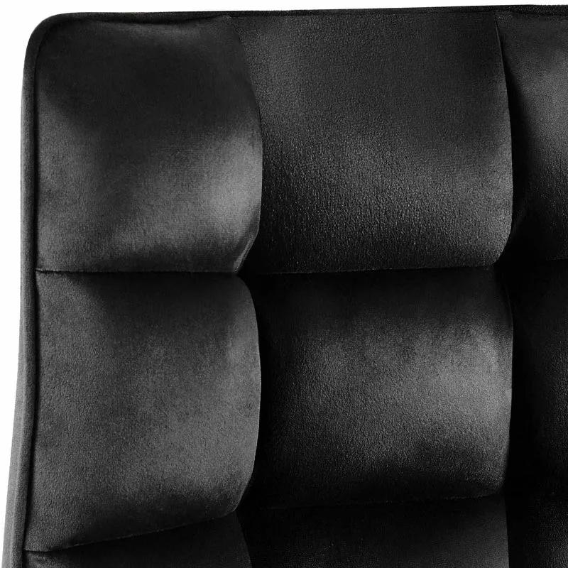 Chaise de salle à manger x1 en velours noir généreusement rembourrée piètement en métal noir 10_0007287