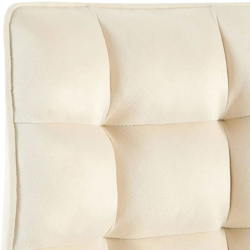 Chaise de salle à manger x1 en velours crème généreusement rembourrée piètement en métal noir 10_0007285