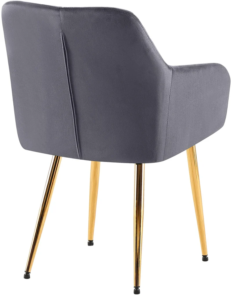 Lot de 2 chaises de salle à manger en velours gris foncé avec coutures décoratives en losange chic et contemporain 10_0007865