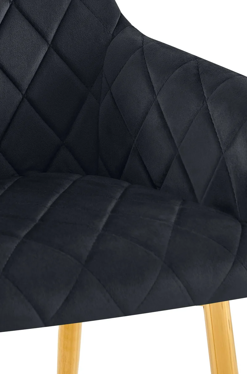 Lot de 2 chaises de salle à manger en velours noir avec coutures décoratives en losange chic et contemporain 10_0007857