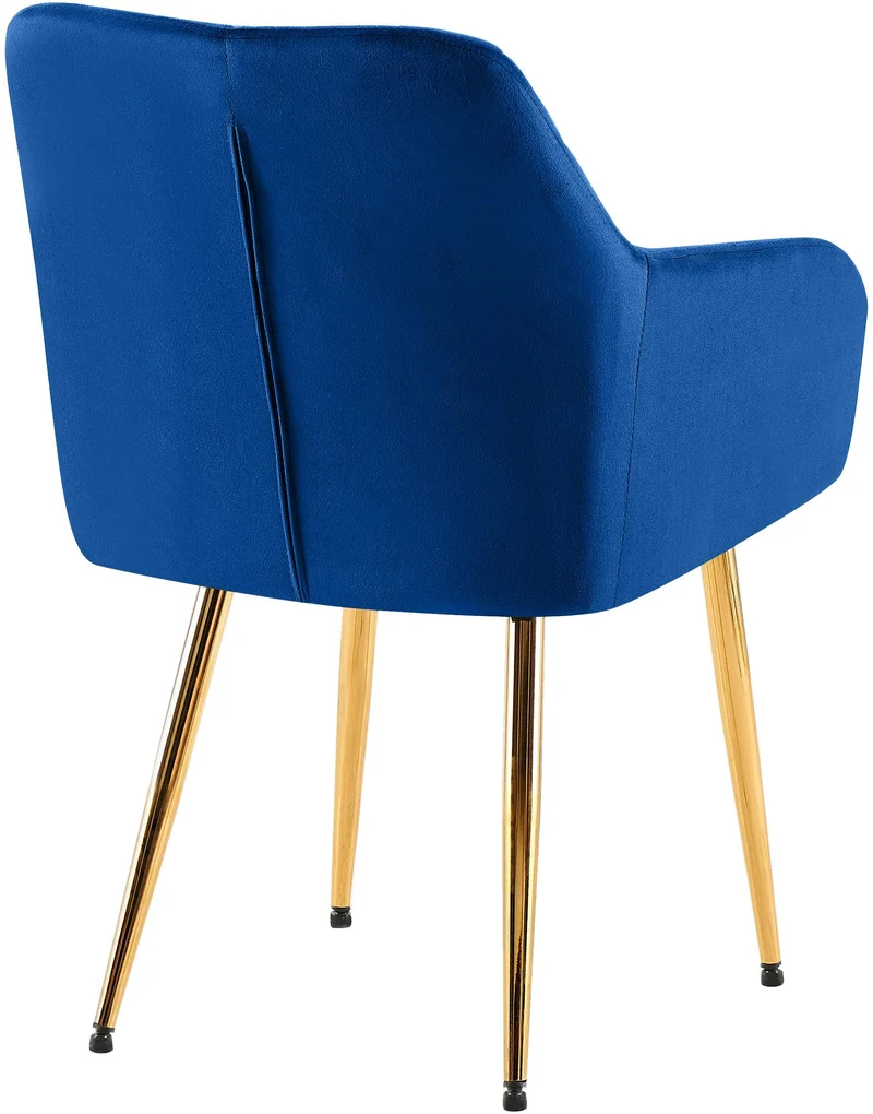 Lot de 2 chaises de salle à manger en velours bleu avec coutures décoratives en losange chic et contemporain 10_0007856