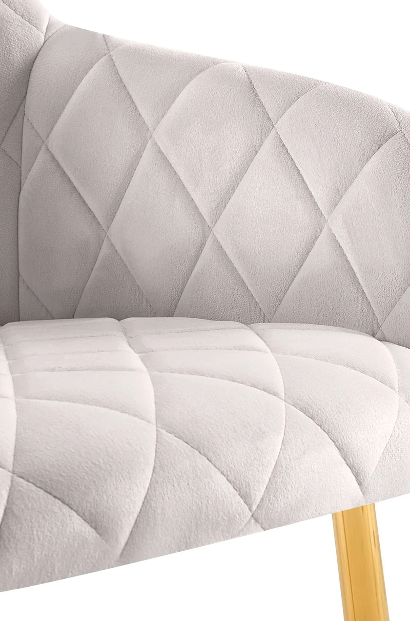 Chaise de salle à manger x1 en velours gris avec coutures décoratives en losange chic et contemporain 10_0007831