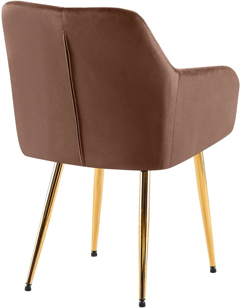 Chaise de salle à manger x1 en velours marron avec coutures décoratives en losange chic et contemporain 10_0007823