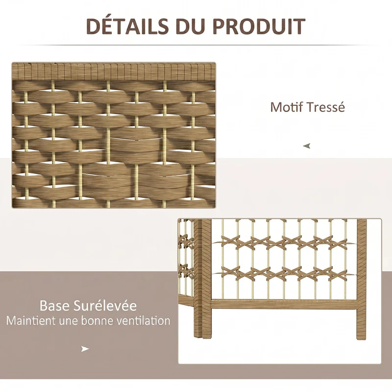 Paravent séparateur de pièce 4 panneaux pliable 160 x 170 cm intimité bonne aération design scandinave en bois naturel 21_0001272
