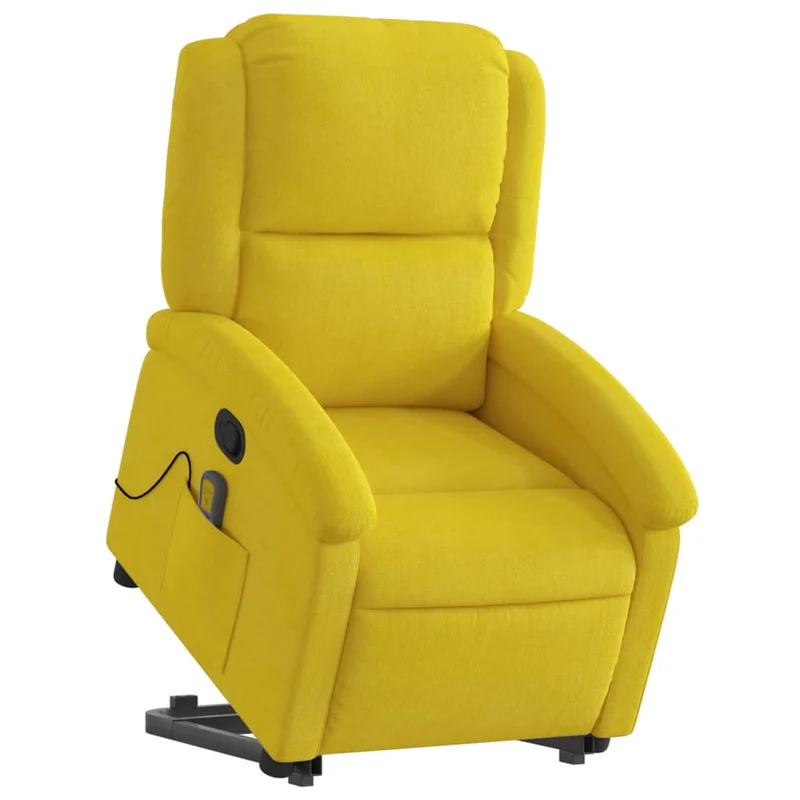 Fauteuil de relaxation TV fonction massage inclinable levage électrique en velours jaune DEC026983