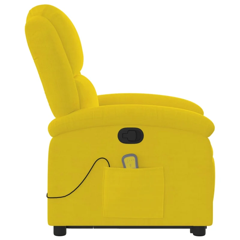 Fauteuil de relaxation TV fonction massage inclinable levage électrique en velours jaune DEC026983