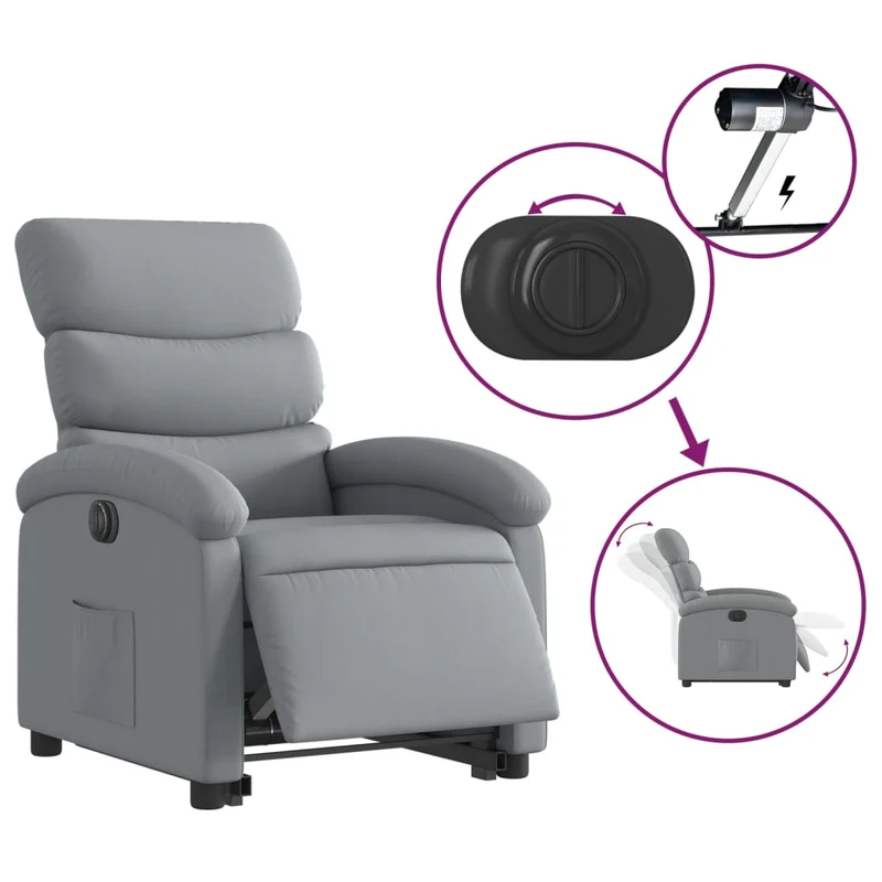Fauteuil relax TV fonction de levage électrique très confortaben tissu gris clair DEC028318