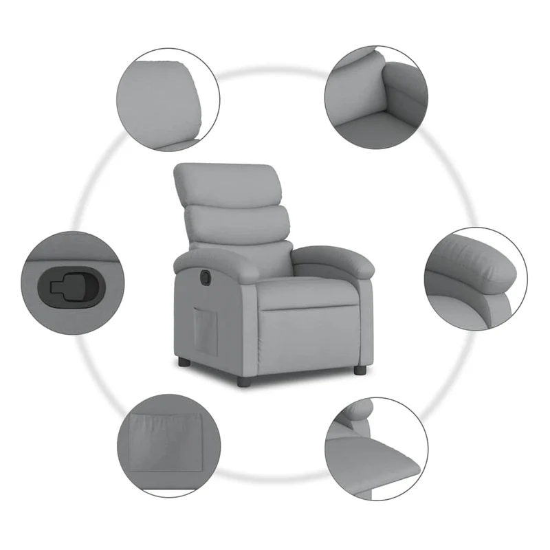 Fauteuil relax TV rembourrage confortable fFonction d'inclinaison manuelle en tissu gris clair DEC027893