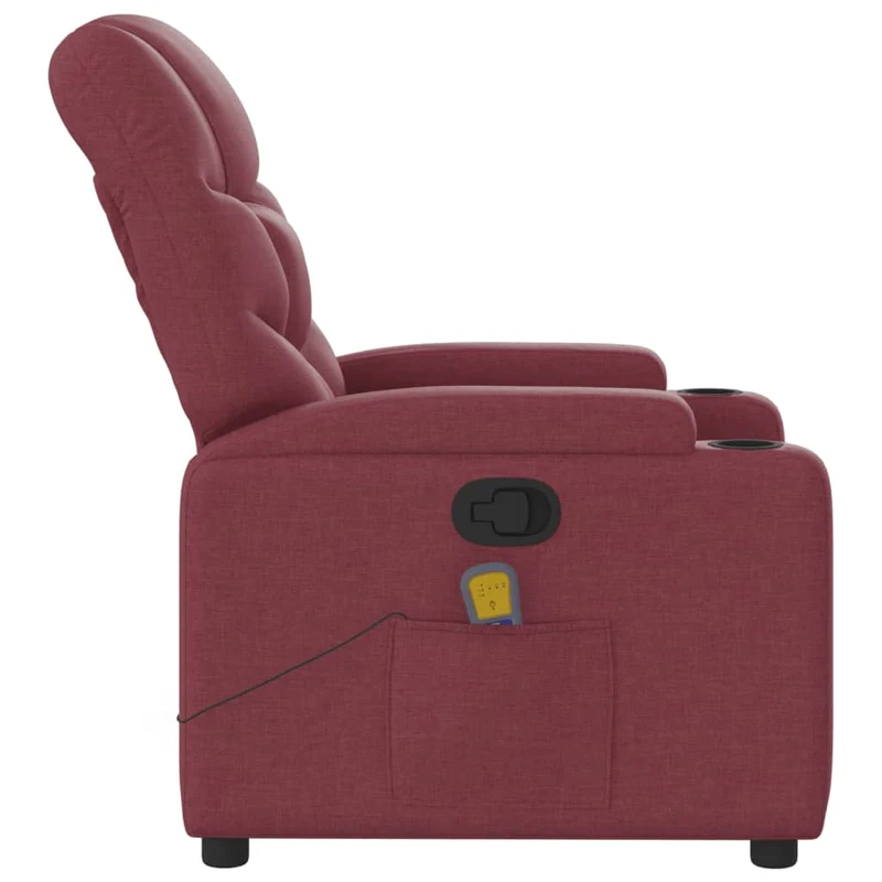 Fauteuil de relaxation TV fonction massage inclinable 6 points de massage en tissu rouge bordeaux DEC027091