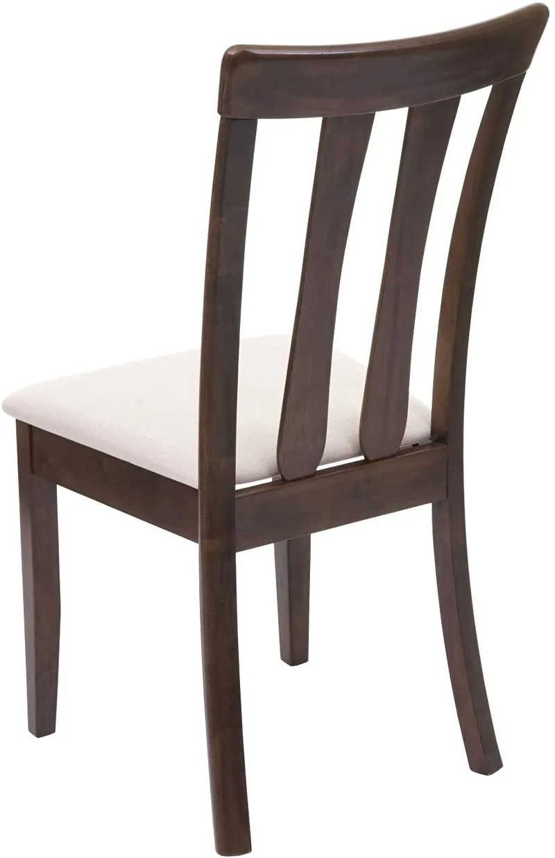 Lot de 6 chaises de salle à manger en bois massif marron foncé et assise en tissu crème CDS04664