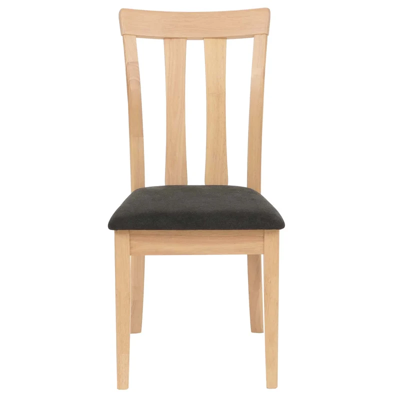 Lot de 2 chaises de salle à manger hauteur 96 cm dossier haut style sobre et élégant en tissu noir et bois massif naturel 04_0009072